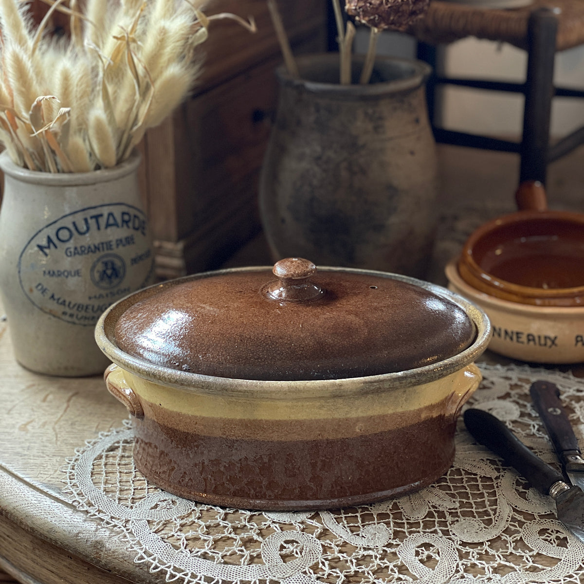 フランス アンティーク テリーヌポット 蓋付き食器 テリーヌポット