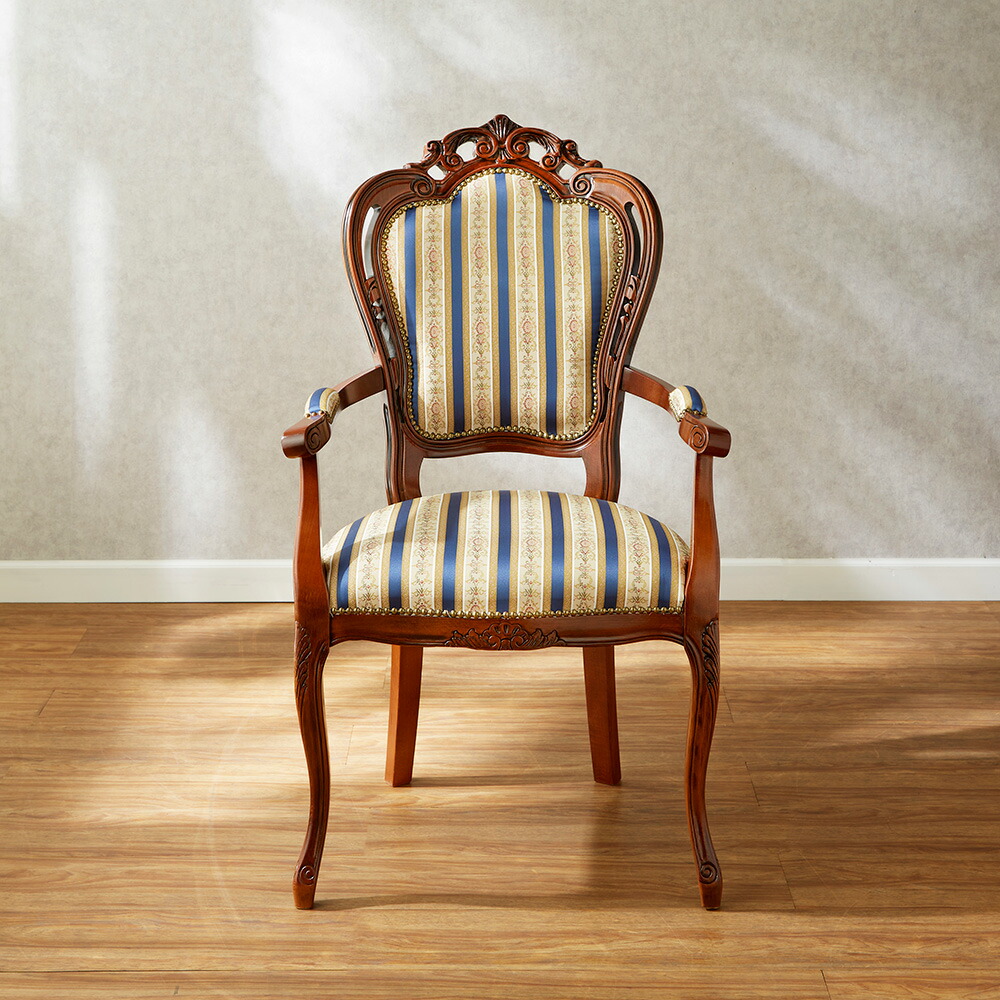 アンティーク 二人掛け 猫脚 アームチェア クラシック ストライプ