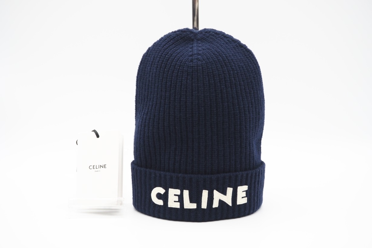 CELINE セリーヌ ニット帽 ビーニー 青 CELINE セリーヌ ニット帽