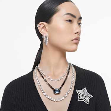 Matrix フープピアス, ホワイト, ロジウム・プレーティング | Swarovski