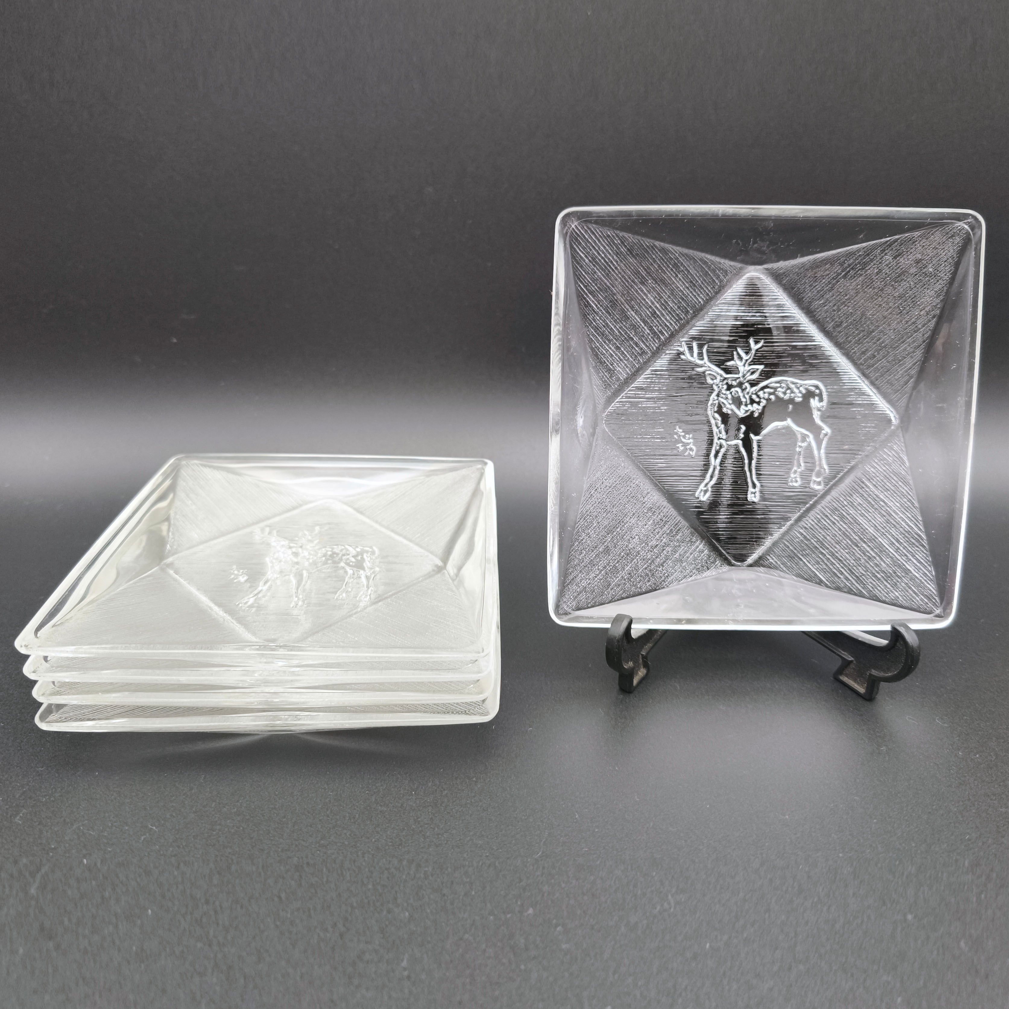 棟方志功・白鹿・ガラス銘々皿・5枚セット・No.250625-31・梱包サイズ