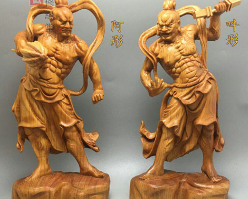 特大72cm 井波彫刻 楠材 木彫仏像 仏師手仕上げ品 仁王像 金剛力士像
