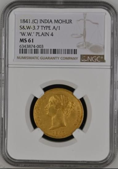 インド 英領インド 東インド会社 1841年 ビクトリア モハール金貨 NGC