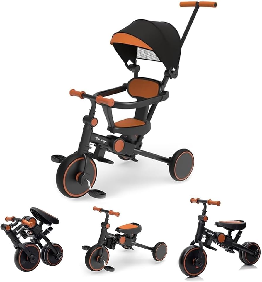 新品】子供用多機能7in1三輪車 手押し棒付 1〜5歳対応 ベージュ