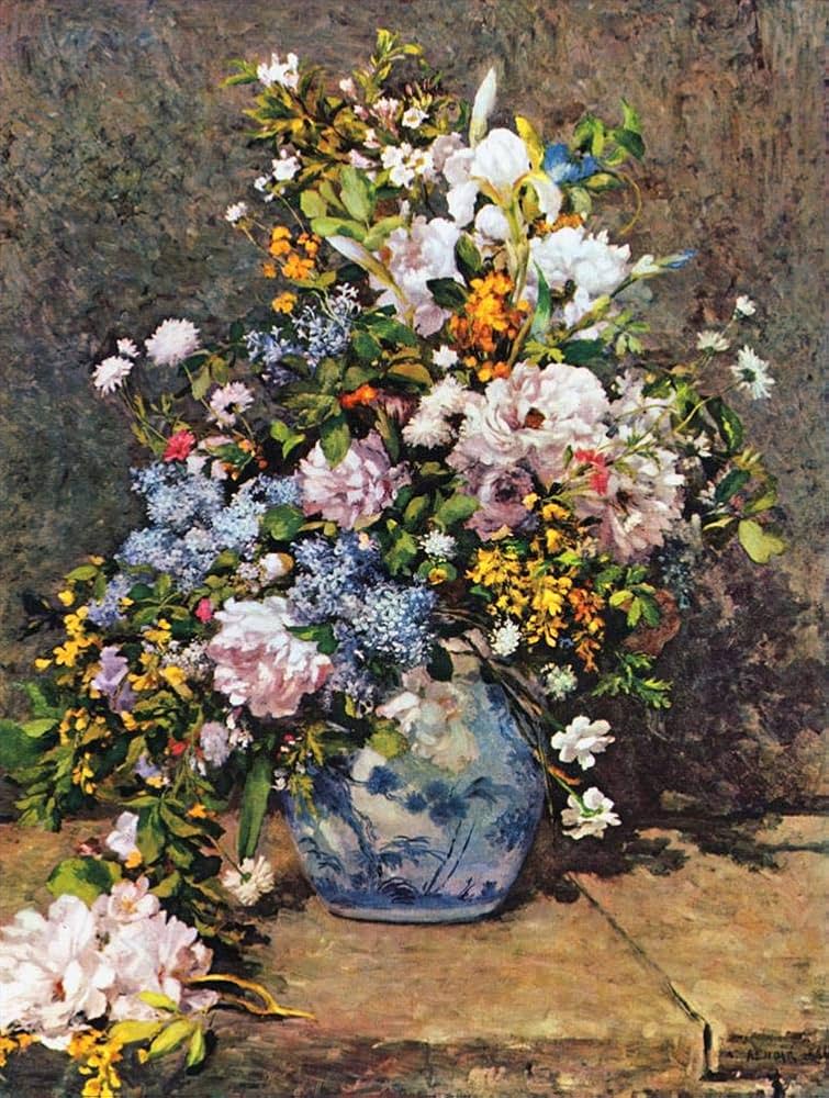 ルノワール 絵画 春の花束 【複製】【美術印刷】【世界の名画】 昭和