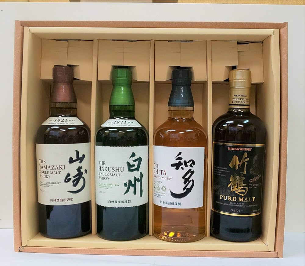 Amazon.co.jp: 知多・山崎・白州・竹鶴 NV 700ml 4本飲み比べセット