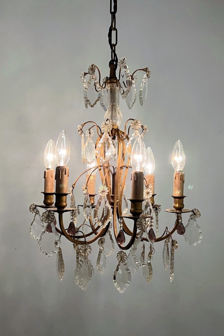 6/15まで値下げ】スペインハンドメイド/クリスタルドロップ3灯