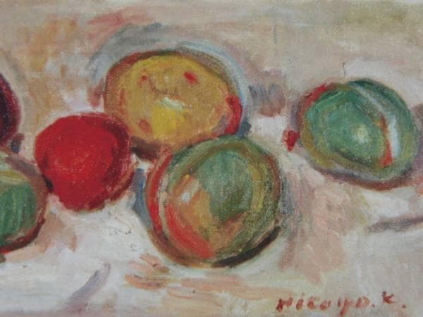 甲斐仁代、【くだもの】、希少な額装用画集より、新品額装付、状態良好