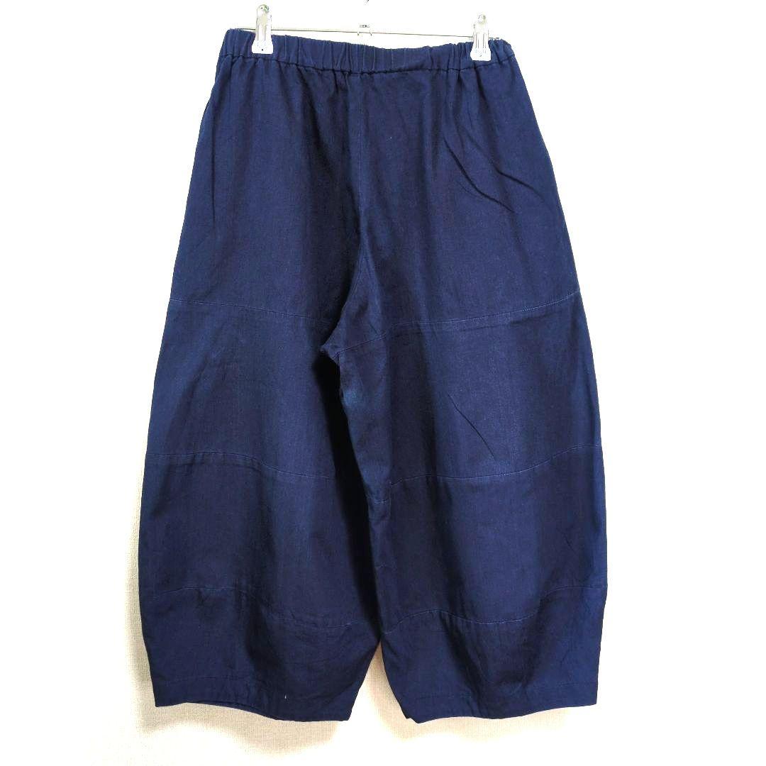 アルベロベロ♥️ぶたさん刺繍ネイビー サルエルパンツ インディゴ染め