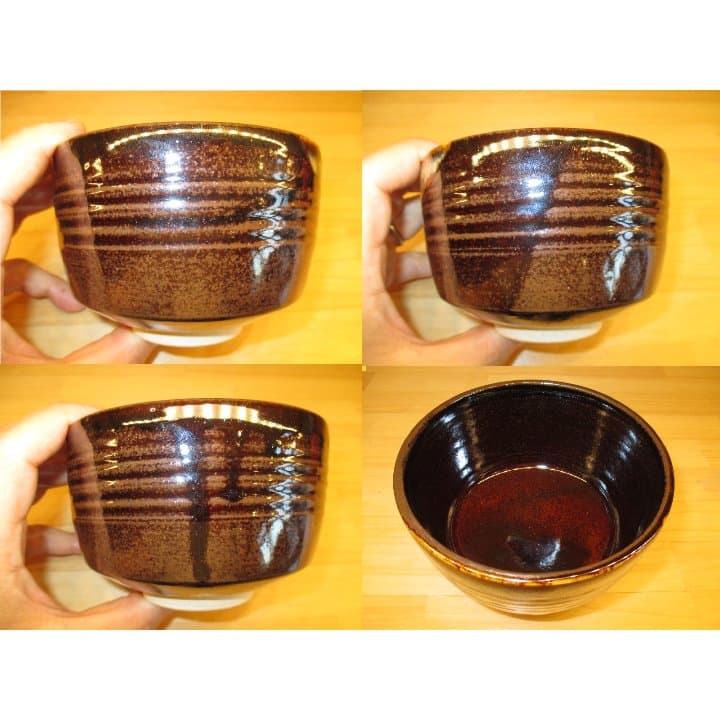 【逢絢亭】茶道具 茶碗 膳所焼 面取茶碗 陽炎園 岩崎新定